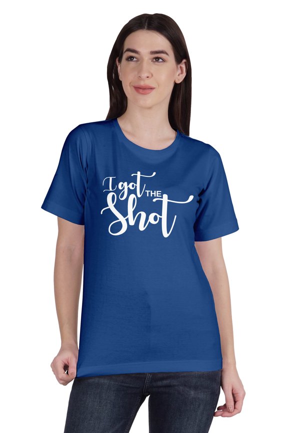 Crew Neck WoMen's I Got The Shot Funny Pro Vaccine Cotton T-Shirt
