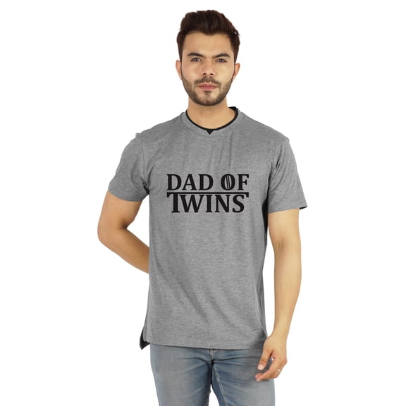 Inkmeso "Dad of Twins" Graphic Tshirt Cotton Jersey Half Sleeve Shirt for Dads