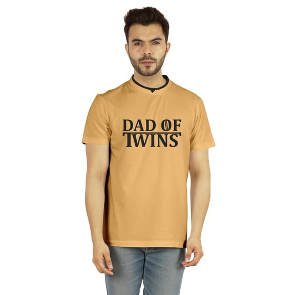 Inkmeso "Dad of Twins" Graphic Tshirt Cotton Jersey Half Sleeve Shirt for Dads