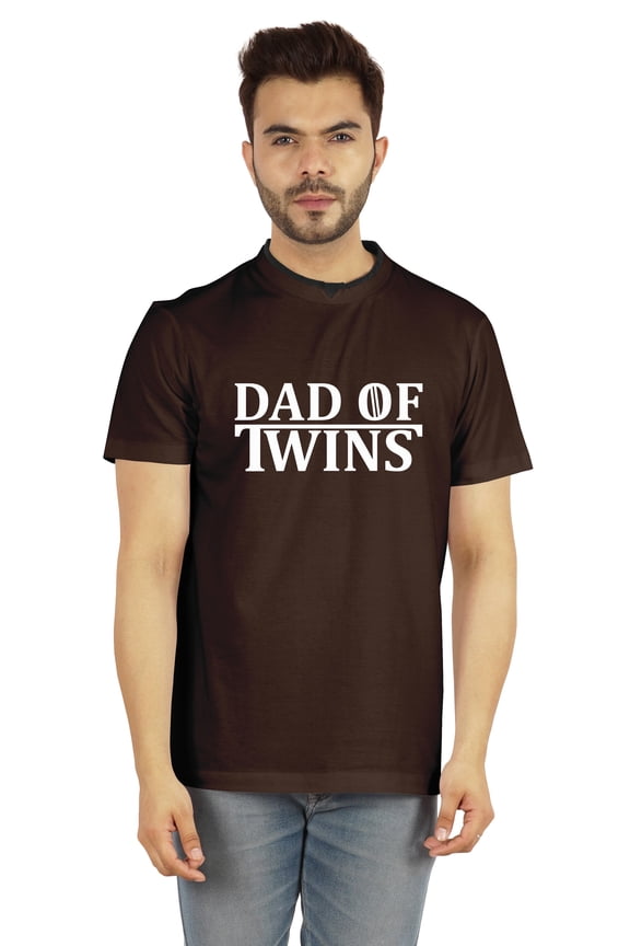 "Dad of Twins" Graphic Tshirt Cotton Jersey Half Sleeve Shirt for Dads