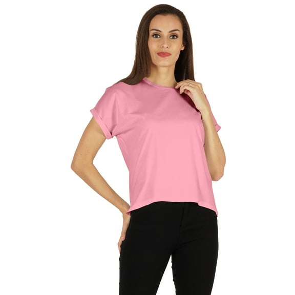 Inkmeso Drop Shoulder Round Neck T-shirt For Womens Casual Relax Fit Summer T-shirts