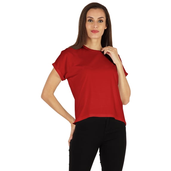 Inkmeso Drop Shoulder Round Neck T-shirt For Womens Casual Relax Fit Summer T-shirts