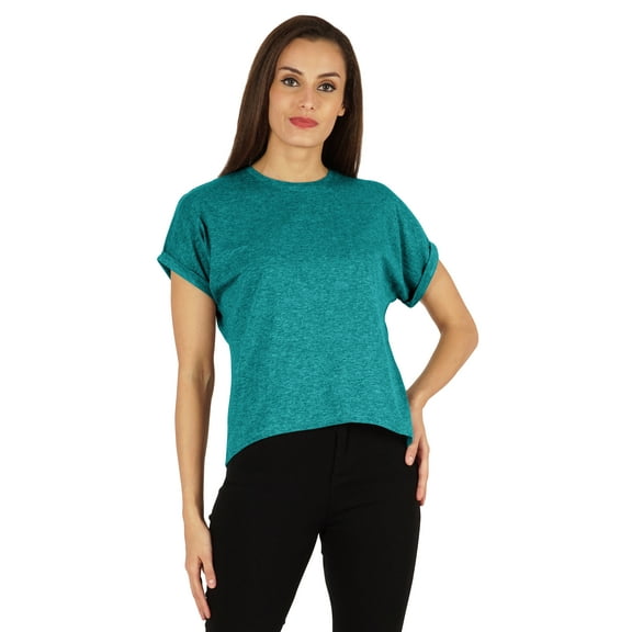 Inkmeso Drop Shoulder Round Neck T-shirt For Womens Casual Relax Fit Summer T-shirts