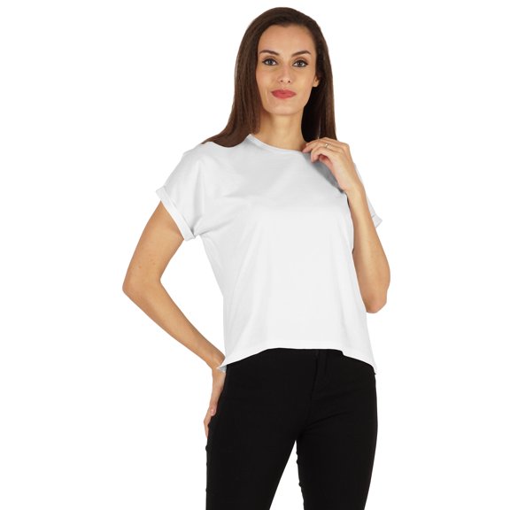 Inkmeso Drop Shoulder Round Neck T-shirt For Womens Casual Relax Fit Summer T-shirts