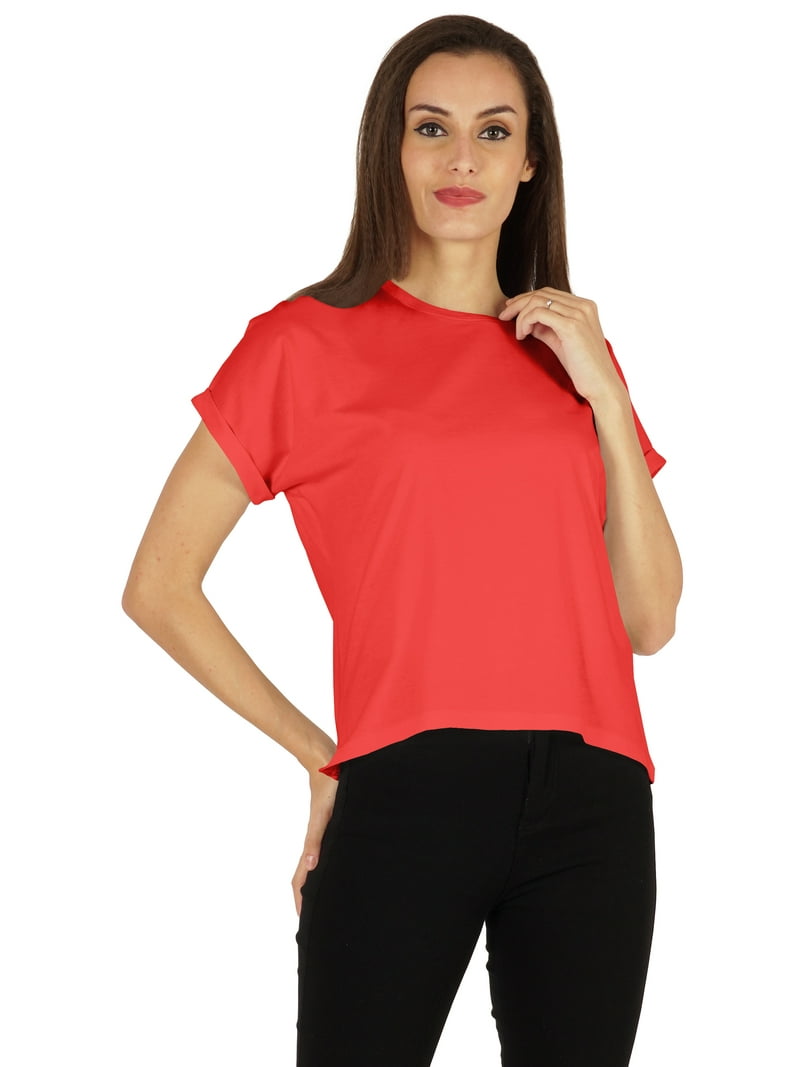 Inkmeso Drop Shoulder Round Neck T-shirt For Womens Casual