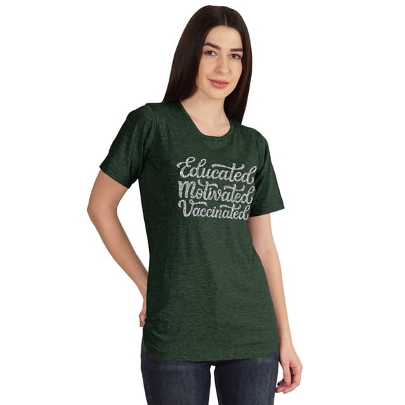 Inkmeso Educated Motivated Vaccinated Funny Pro-Vaccine T-shirt Tops For Women