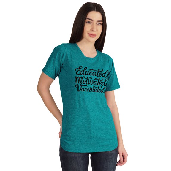Inkmeso Educated Motivated Vaccinated Funny Pro-Vaccine T-shirt Tops For Women