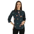 thumbnail image 1 of Inkmeso Fashionable Printed Casual Top For Womens Mandarin Collar Relaxed-Fit Tunic Top, 1 of 7