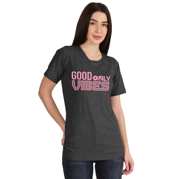 Inkmeso Good Vibes Only Graphic Tshirt Short Sleeve Women Cotton Tee Casual