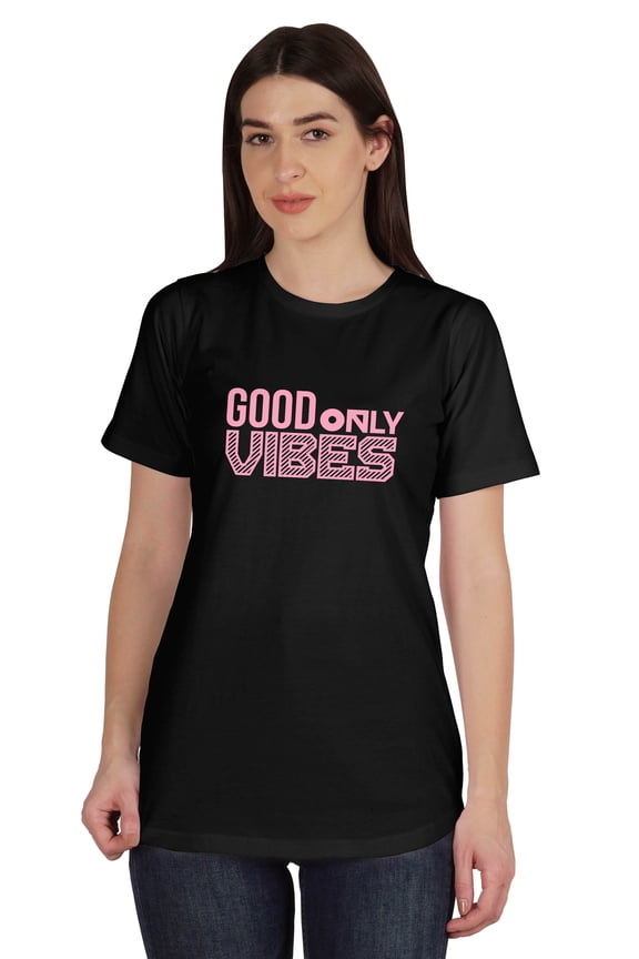 Good Vibes Only Graphic Tshirt Short Sleeve Women Cotton Tee Casual