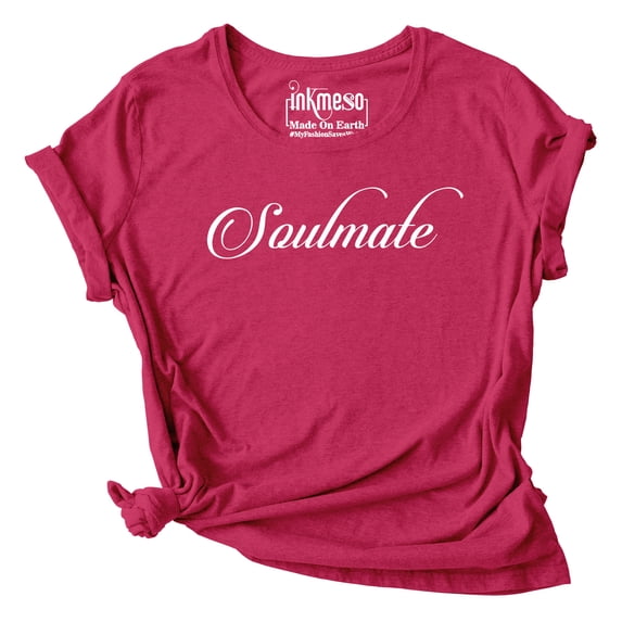 Inkmeso Graphic Printed Tee Top Soulmate Quote Couple Tshirt For WoMen's Wedding T-Shirt
