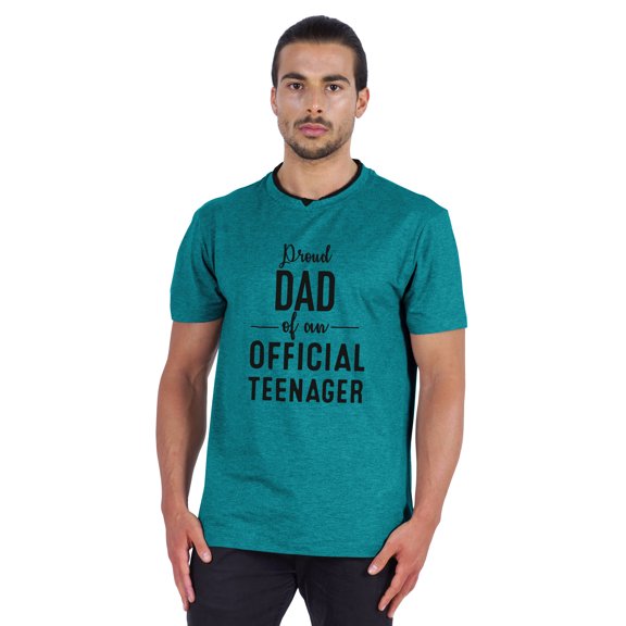Inkmeso Graphic "Proud Dad Of Our Official Teenager"Tshirt For Proud Daddy Men's Round Neck Tee Shirt