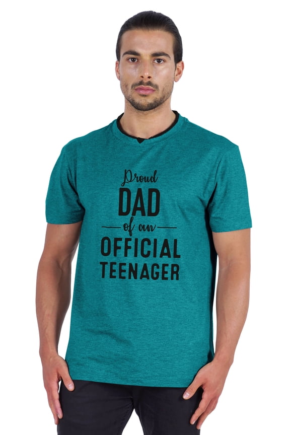 Graphic "Proud Dad Of Our Official Teenager"Tshirt For Proud Daddy Men's Round Neck Tee Shirt