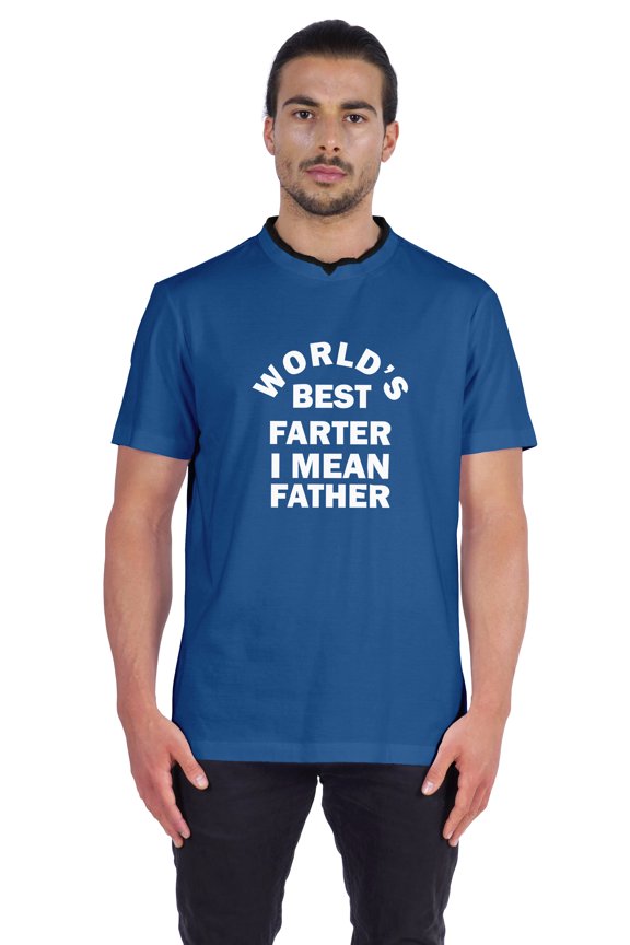Graphic Quote "World's Best Farter I Mean Father"Tshirt For Best Dad Men's Jersey Shirt