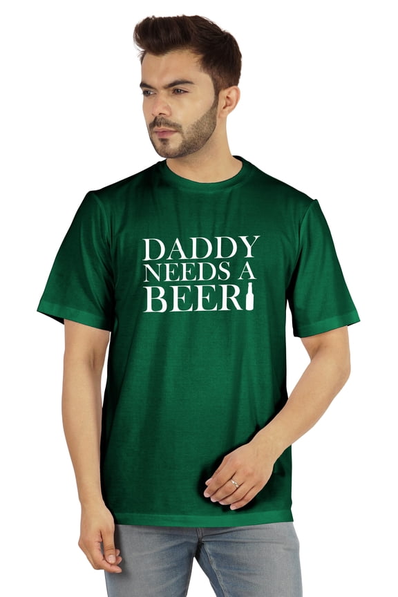 Graphic Tshirt For Men's Daddy Needs A Beer Funny Quotes Dad Drinking Tee Shirt
