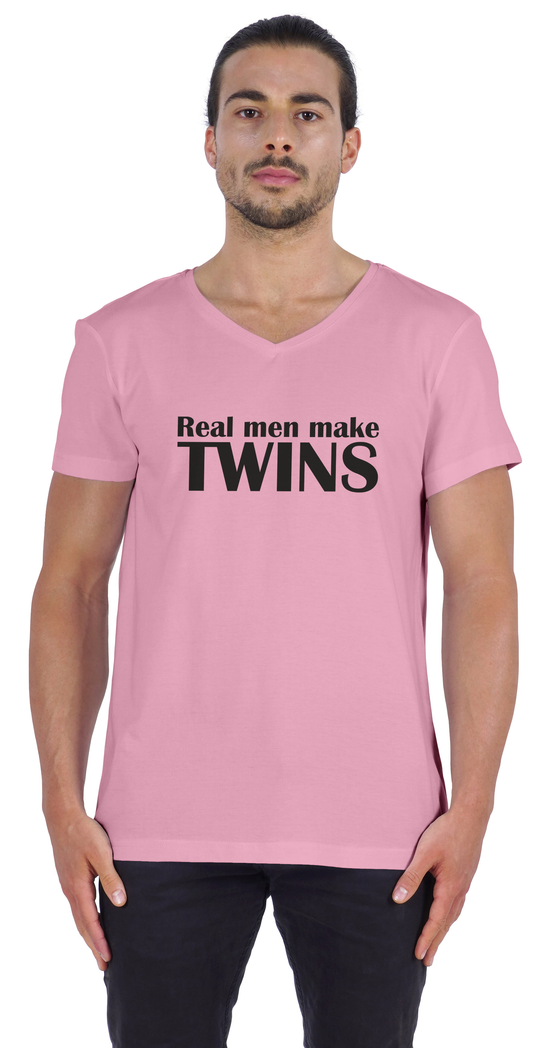 Inkmeso Graphic Tshirt For Twins Baby Dad Real Men Make Twins Tee Shirt  Jersey Shirt Daddy Shirt 