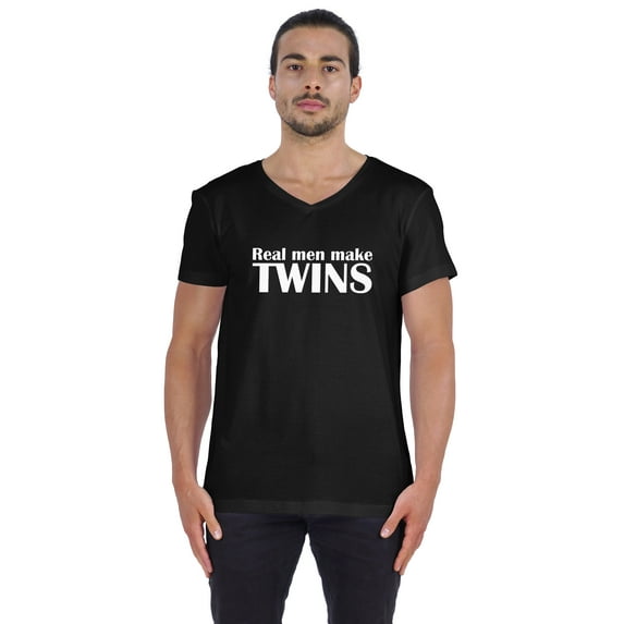 Inkmeso Graphic Tshirt For Twins Baby Dad "Real Men Make Twins" Tee Shirt Jersey Shirt Daddy Shirt