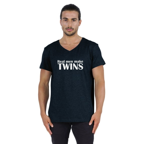 Inkmeso Graphic Tshirt For Twins Baby Dad "Real Men Make Twins" Tee Shirt Jersey Shirt Daddy Shirt