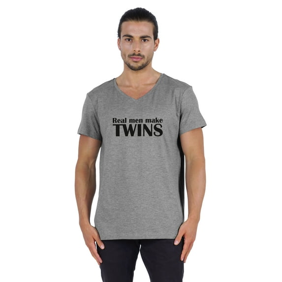 Inkmeso Graphic Tshirt For Twins Baby Dad "Real Men Make Twins" Tee Shirt Jersey Shirt Daddy Shirt