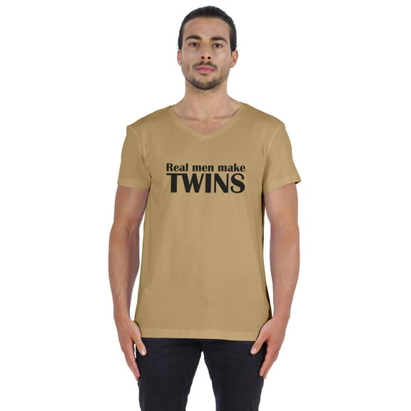 Inkmeso Graphic Tshirt For Twins Baby Dad "Real Men Make Twins" Tee Shirt Jersey Shirt Daddy Shirt