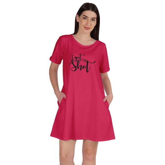 Inkmeso I Got The Shot Tunic Graphic T-Shirts Scoop Neck Dress Short Sleeve Tops