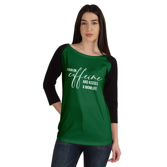 Inkmeso I Run On Caffeine And Kisses #Momlife T-shirt Graphic Top For Women
