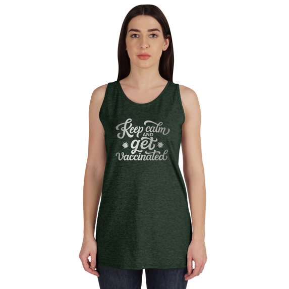 Inkmeso Keep Calm And Get Vaccinated Shirt Funny Pro-Vaccine Womens Tank Top