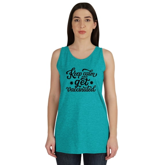 Inkmeso Keep Calm And Get Vaccinated Shirt Funny Pro-Vaccine Womens Tank Top