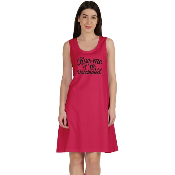Inkmeso Kiss Me I™m Vaccinated T-shirt Funny Pro Vaccine Summer Scoop Neck Dress