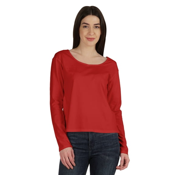 Inkmeso Long Sleeve Cotton Tshirt Street Style Wear Scoop Neck Tee Shirt For Women Wear