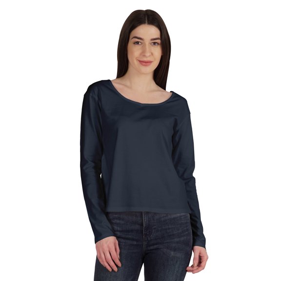 Inkmeso Long Sleeve Cotton Tshirt Street Style Wear Scoop Neck Tee Shirt For Women Wear