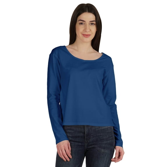 Inkmeso Long Sleeve Cotton Tshirt Street Style Wear Scoop Neck Tee Shirt For Women Wear