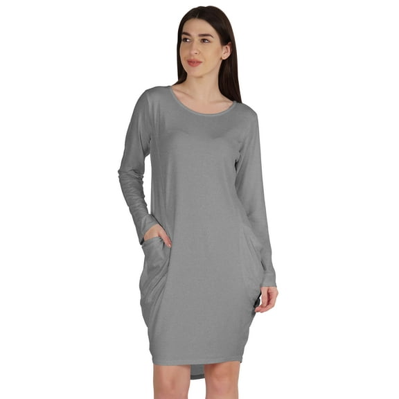 Inkmeso Long Sleeve Midi Tshirt Dress With Pockets Plus Size High Low Baggy Jersey Dress