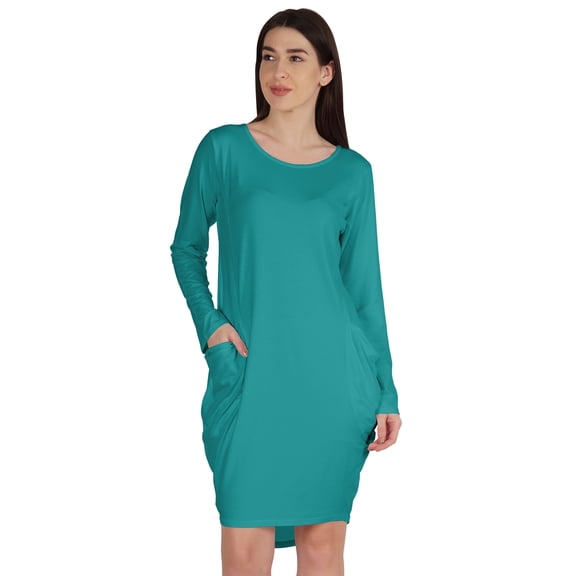 Inkmeso Long Sleeve Midi Tshirt Dress With Pockets Plus Size High Low Baggy Jersey Dress