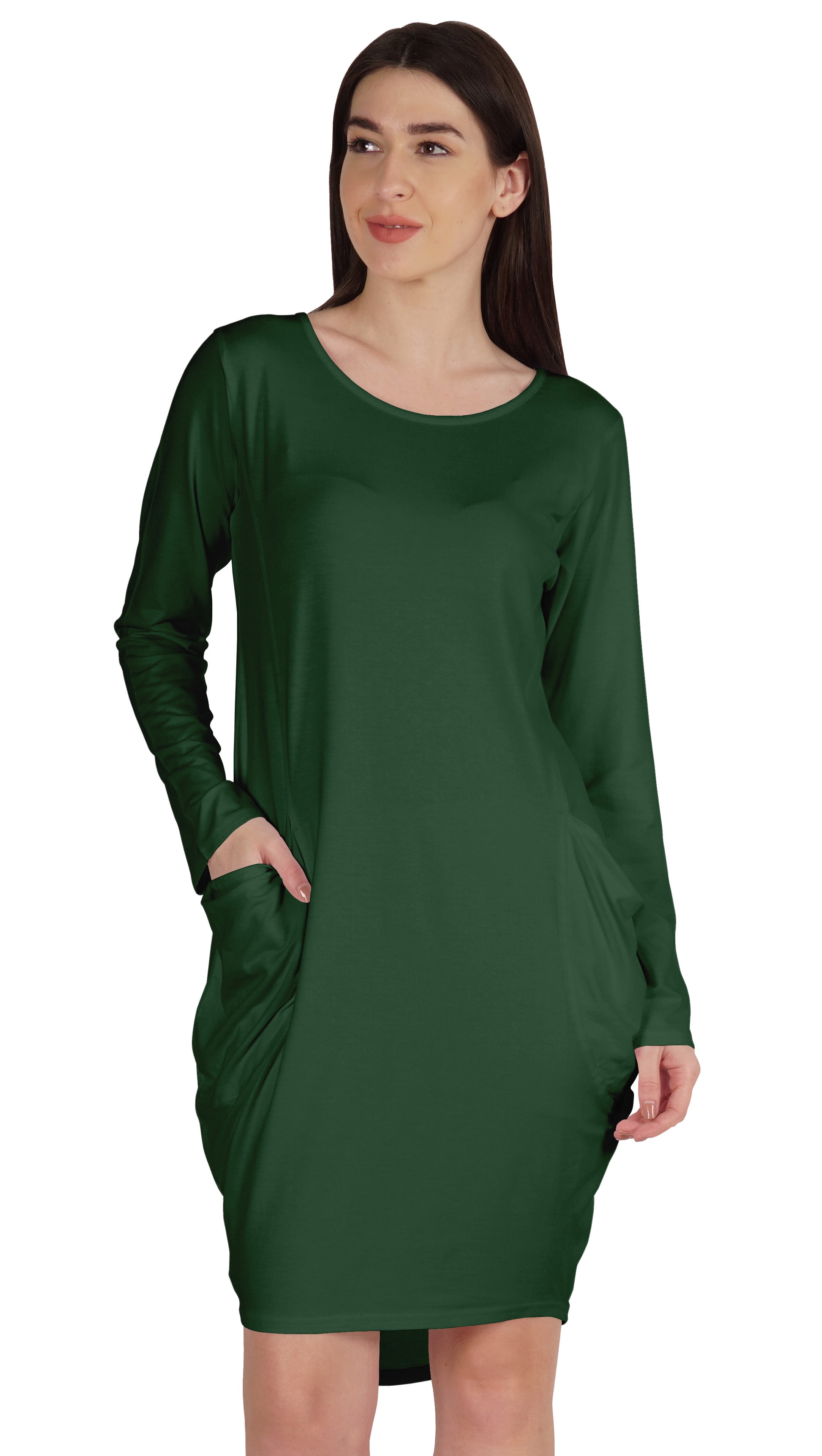 Inkmeso Long Sleeve Midi Tshirt Dress With Pockets Plus Size High Low Baggy  Jersey Dress - Walmart.com
