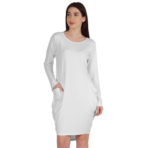 Inkmeso Long Sleeve Midi Tshirt Dress With Pockets Plus Size High Low Baggy Jersey Dress