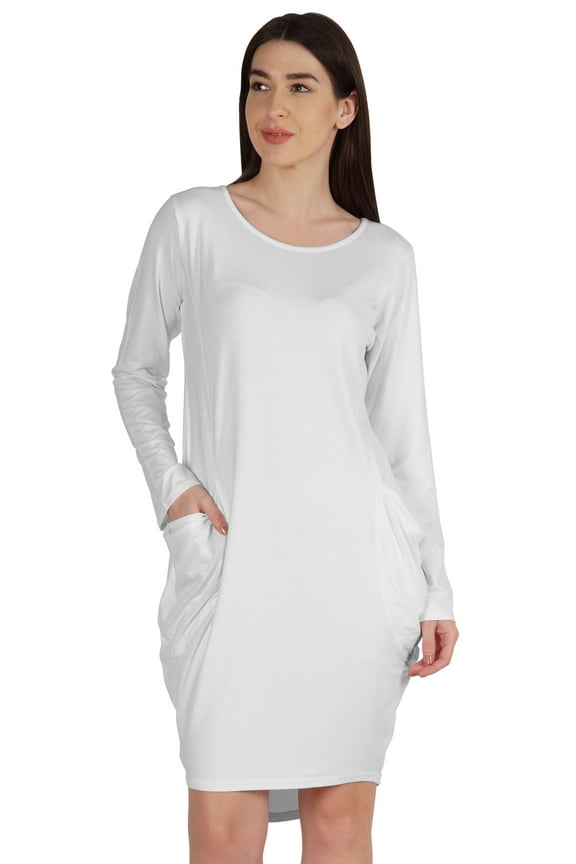 Long Sleeve Midi Tshirt Dress With Pockets Plus Size High Low Baggy Jersey Dress
