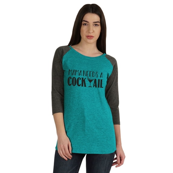 Inkmeso Mama Needs A Cocktail Funny Mom Life T-shirt Raglan Quarter Sleeve Top