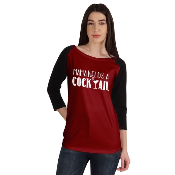 Inkmeso Mama Needs A Cocktail Funny Mom Life T-shirt Raglan Quarter Sleeve Top