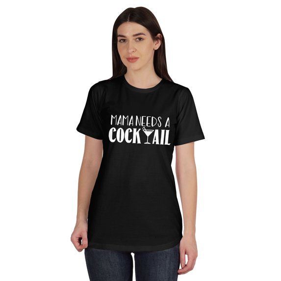 Inkmeso Mama Needs A Cocktail Graphic Tshirt Short Sleeve Women Cotton Tee