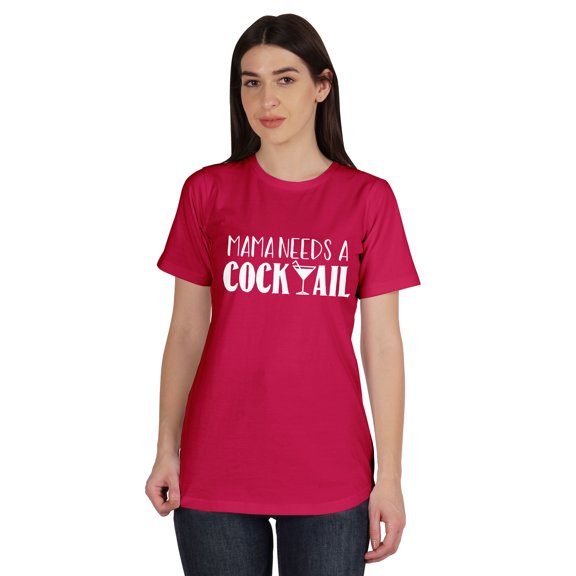 Inkmeso Mama Needs A Cocktail Graphic Tshirt Short Sleeve Women Cotton Tee