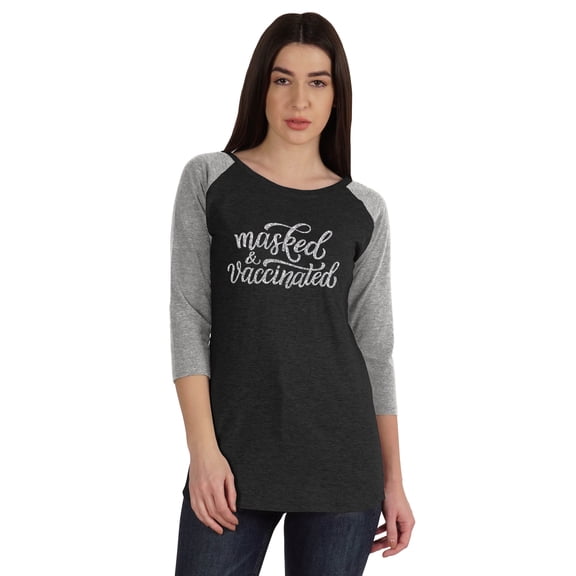 Inkmeso Masked & Vaccinated Graphic Tshirt Funny Pro-Vaccine Women Top Shirt
