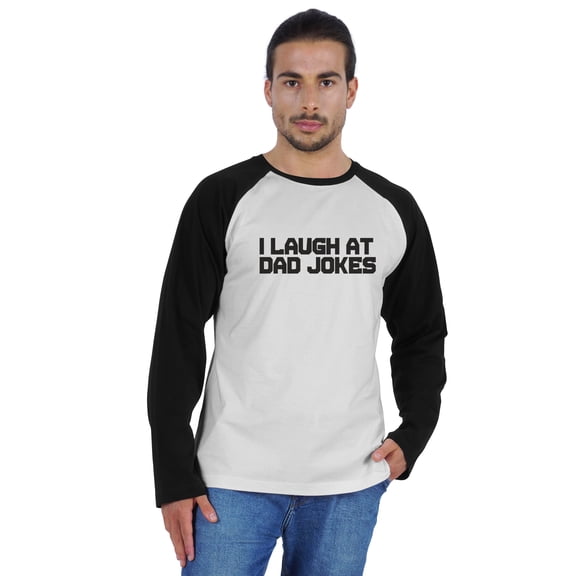 Inkmeso Men's Graphic I Laugh At Dad Jokes Tshirt For Funny Daddy Cotton Jersey Shirt