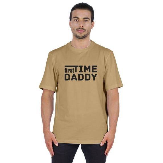 Inkmeso Men's Graphic Printed "First Time Daddy" Short Sleeve Tee Shirt Jersey Shirt For Dad