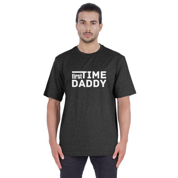 Inkmeso Men's Graphic Printed "First Time Daddy" Short Sleeve Tee Shirt Jersey Shirt For Dad