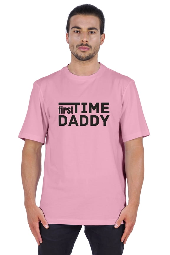 Men's Graphic Printed "First Time Daddy" Short Sleeve Tee Shirt Jersey Shirt For Dad