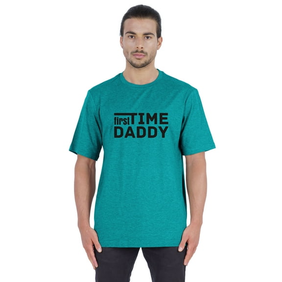 Inkmeso Men's Graphic Printed "First Time Daddy" Short Sleeve Tee Shirt Jersey Shirt For Dad