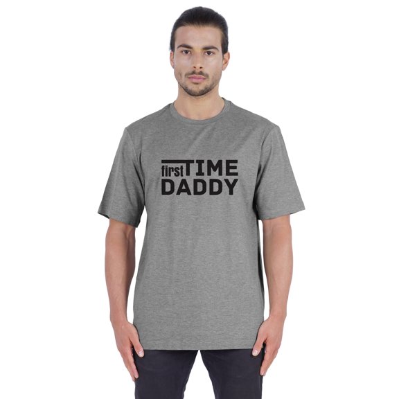 Inkmeso Men's Graphic Printed "First Time Daddy" Short Sleeve Tee Shirt Jersey Shirt For Dad