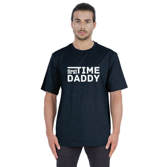 Inkmeso Men's Graphic Printed "First Time Daddy" Short Sleeve Tee Shirt Jersey Shirt For Dad