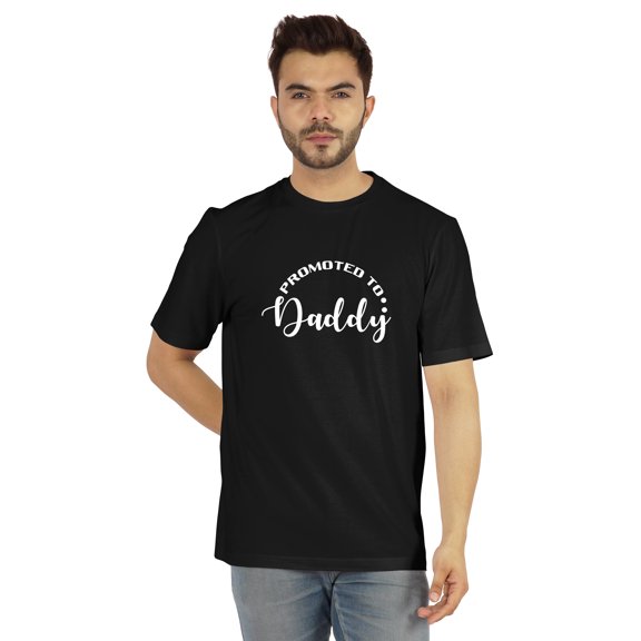 Inkmeso Men's Graphic Printed Promoted To Daddy Tshirt Crew Neck Tee For First Time Daddy
